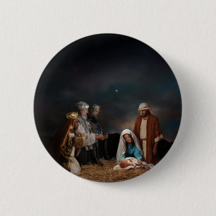 Tre kloka manar på nativityen knapp