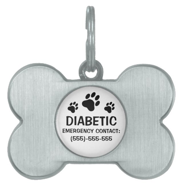Tre klor diabetis medicinsk larm namnbricka husdjur (Framsidan)