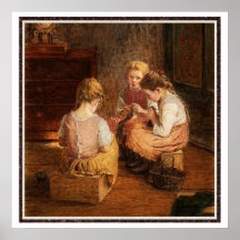 Tre Knitting Girls av Walter Firle