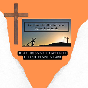 Tre Kor Gult Sunset Church Visitkort