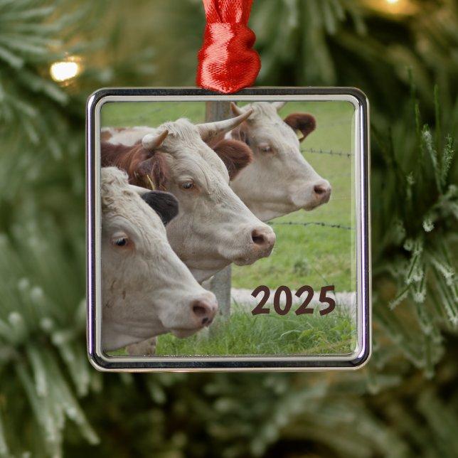 Tre kor i rad-ornament julgransprydnad metall (Träd)