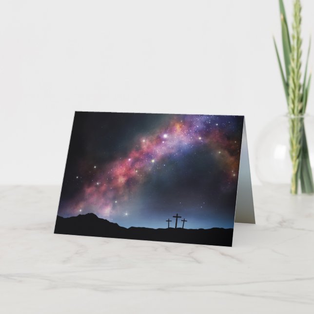 Tre Kor på en Hillside under Milky Way Helgkort (Framsida)