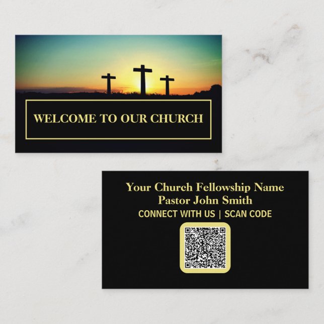 Tre Kor Solset Church Connection Card Visitkort (Fram/baksida)