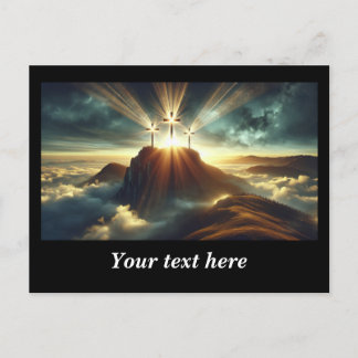 Tre kors i ett himmelskt landskap  vykort