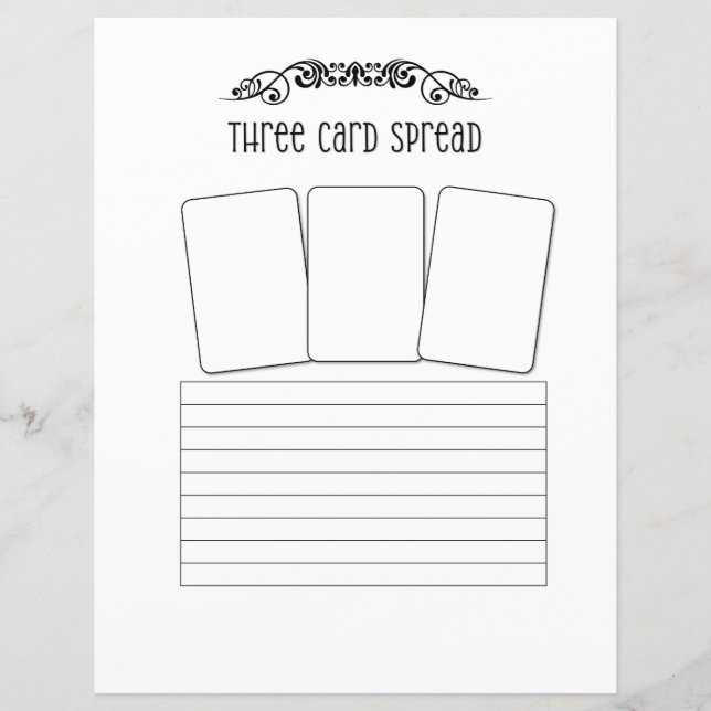 Tre-kortets Tarot Spread Lakan (Framsida)