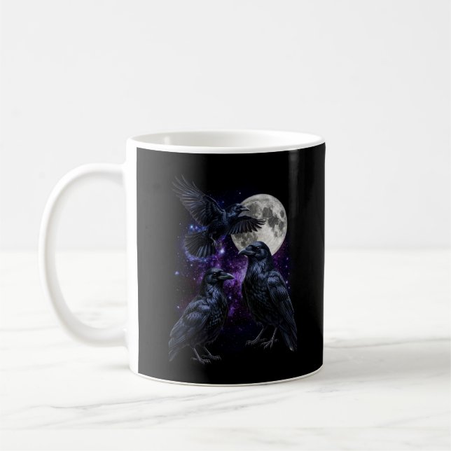 Tre Kråka Månad Gothic Kosmisk Retro Grafik Kaffemugg (Vänster)