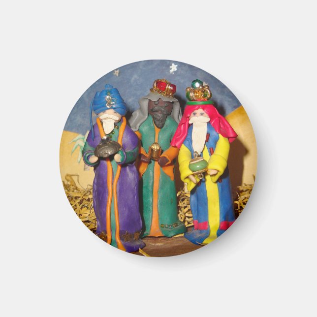 Tre kung-bärgåvor till baby Jesus christmas Magnet (Framsidan)