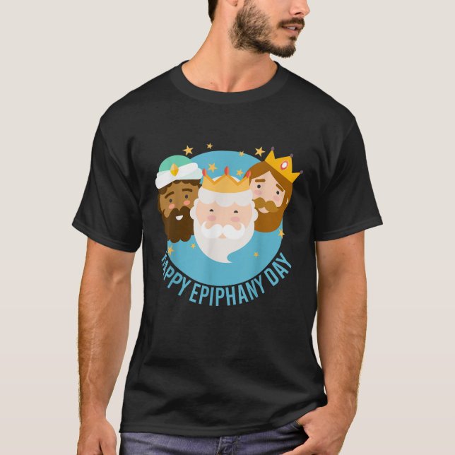 Tre Kung-dagen i Lycklig Epiphany T Shirt (Framsida)