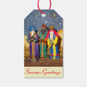 Tre kung med gåvor till baby Jesus christmas Presentetikett