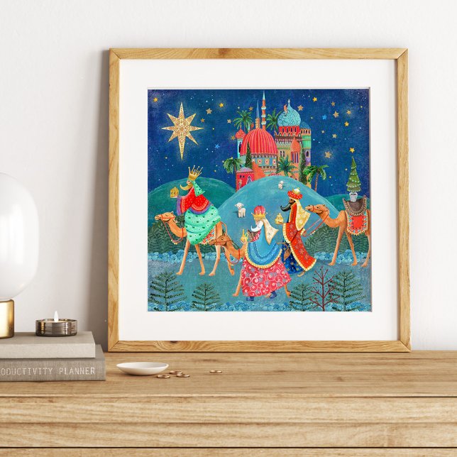 Tre kungar | Julhelg | Affisch (Cute Three Wise Men Christmas Poster)