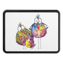 Tre kute, vita, färgstarka fåglar dragkroksskydd