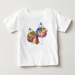 Tre kute, vita, färgstarka fåglar t shirt
