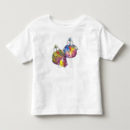 Tre kute, vita, färgstarka fåglar t shirt