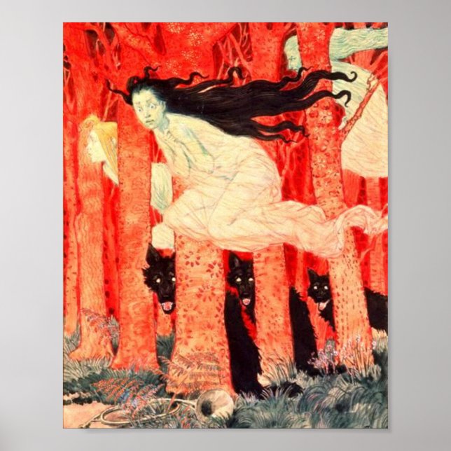 Tre kvinnor och tre Vargar Grasset Eugene Poster (Framsidan)