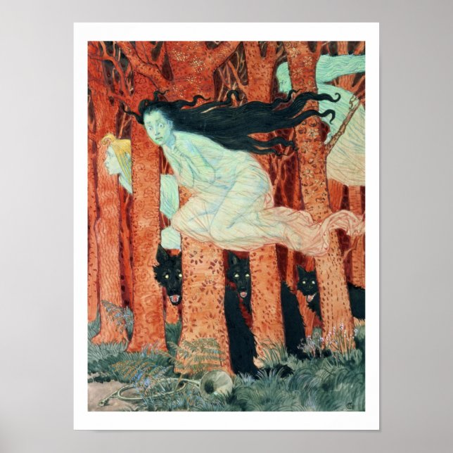 Tre kvinnor och tre Varger (w/c) Poster (Framsidan)