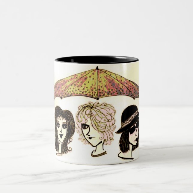 Tre kvinnor under paraply konstverk mugg (Center)