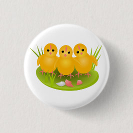 Tre kycklingar i gulten Glad påsk Knapp