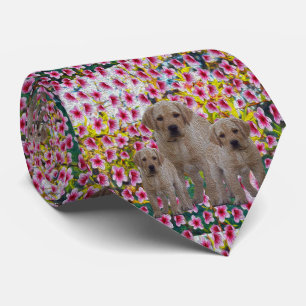 Tre labrador Puppies Oil Paint, Neck Tie Slips