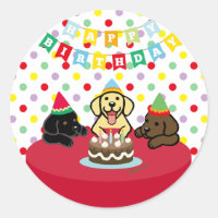 Tre labrador Puppies Tecknad Birthday