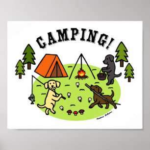 Tre Labradors Camping Poster