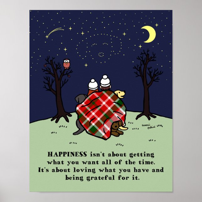 Tre Labradors Family och Starry Himlar Poster (Framsidan)