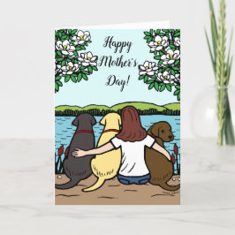 Tre Labradors och Mamma Mors dag Kort