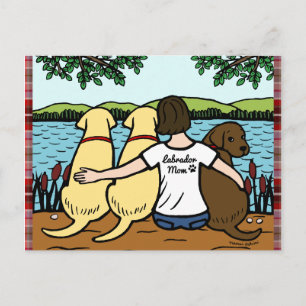 Tre Labradors och Mamma Vykort