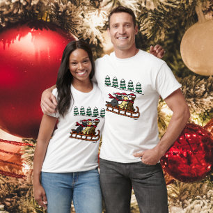 Tre Labradors Sled Sliding jul T Shirt