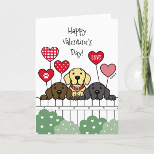 Tre Labradors vaktning av Valentine Helgdag Card Helgkort