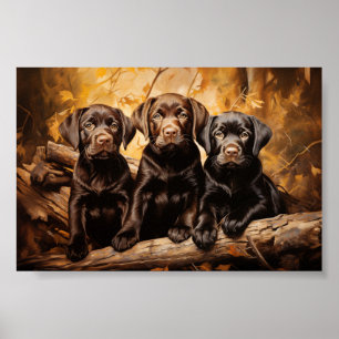 Tre labradovalpar poster
