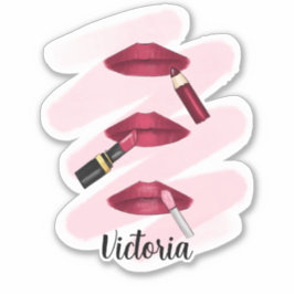 Tre Läppar i Magenta - Trio Lip Product Art Klistermärken