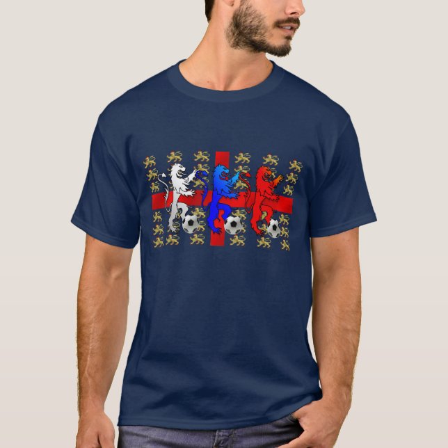 Tre lejon av England mörk fotbollsspelareskjorta Tee Shirt (Framsida)