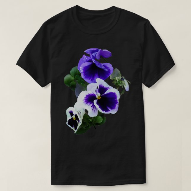 Tre Lila Pansies på en rad T Shirt (Design framsida)