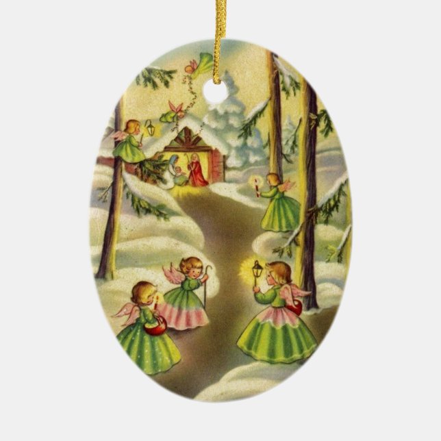 Tre lilla årshelgen Änglar Julgransprydnad Keramik (Framsidan)