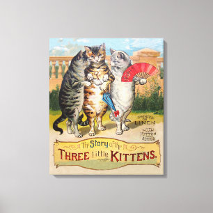 Tre lilla Kittens Mor Goose Illustration Canvastryck