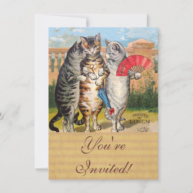 Tre lilla Kittens Mor Goose Illustration Inbjudningar (Framsida)
