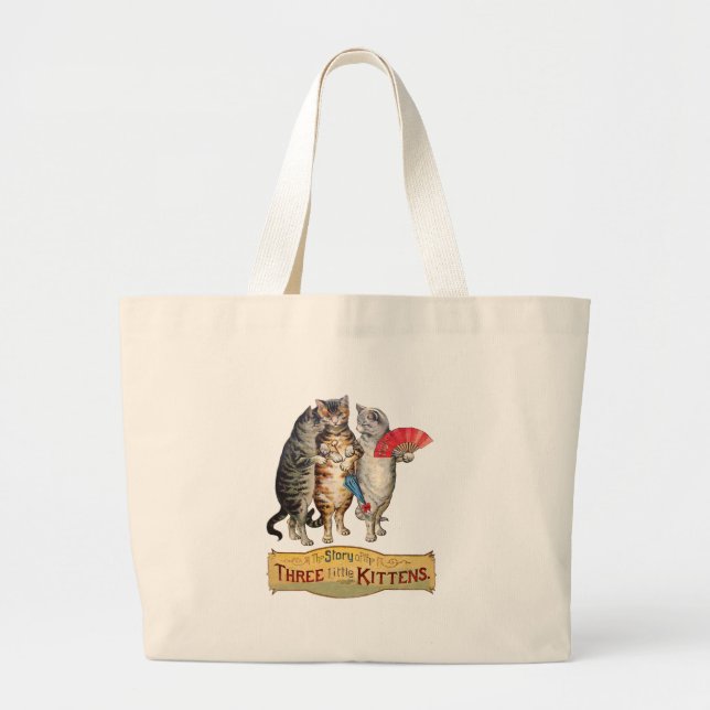 Tre lilla Kittens Mor Goose Illustration Jumbo Tygkasse (Framsidan)
