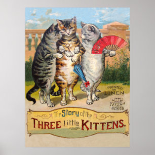 Tre lilla Kittens Mor Goose Illustration Poster