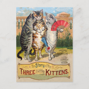 Tre lilla Kittens Mor Goose Illustration Vykort