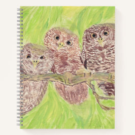 Tre lille Scowling Uggla - akrylmålning.