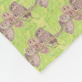 Tre lille Scowling Uggla - akrylmålning. Fleecefilt