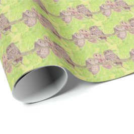 Tre lille Scowling Uggla - akrylmålning. Presentpapper