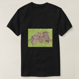 Tre lille Scowling Uggla - akrylmålning. T Shirt