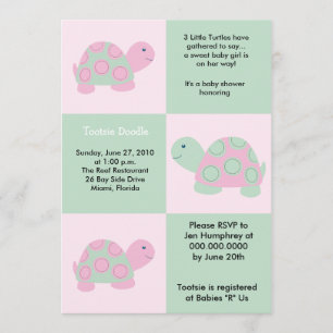 Tre lite baby shower för sköldpaddamodsköldpadda inbjudningar