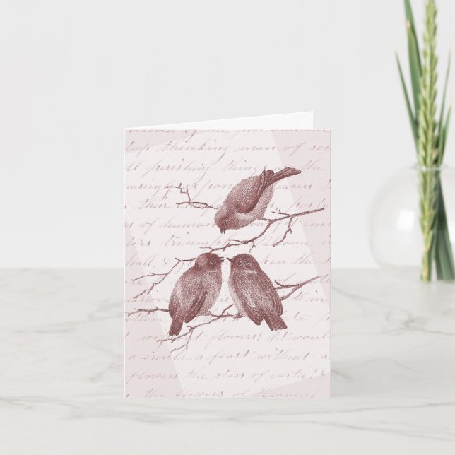 Tre lite fågelvintagetackkort tack kort (Framsida)