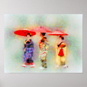 Tre Little Geisha Art Poster