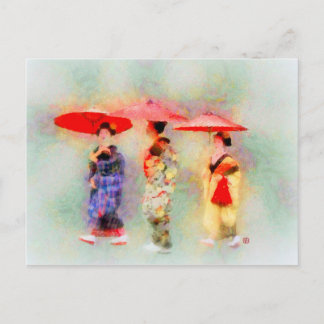 Tre Little Geisha Art Vykort