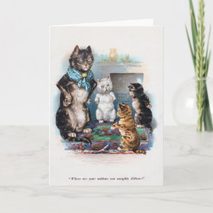 Tre Little Kittens och Mor, Louis Wain Kort