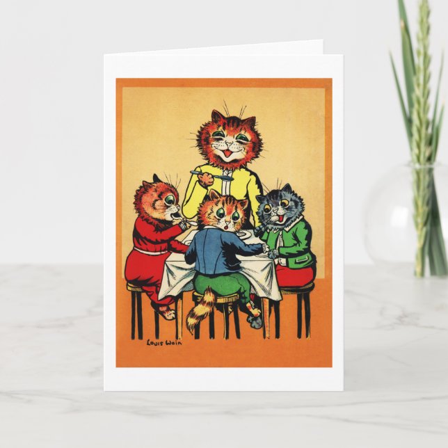 Tre Little Kittens och Mor, Louis Wain Kort (Framsida)