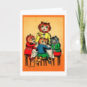 Tre Little Kittens och Mor, Louis Wain Kort